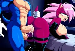 ai_generated ass bed bedroom blue_body breasts incest incest_(lore) magenta_fur male/female pink_hair sex sonia_the_hedgehog sonic_(series) sonic_the_hedgehog sonic_the_hedgehog_(series) sonic_underground sonic_x_sonia straight veiny_penis