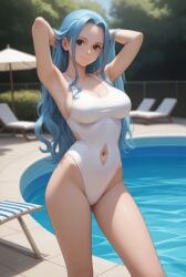 ai_generated black_eyes blue_hair breasts female female_only hair midriff navel nefertari_vivi one_piece robinlover tagme