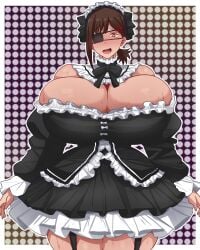 chainsaw_man eyepatch higashiyama_kobeni huge_breasts maid_outfit maid_uniform omuko tagme