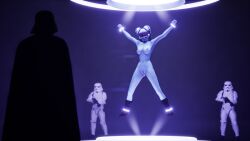 1girls 3d aayla_secura blue_skin boots_only captured dani-hart darth_vader female headwear jedi large_breasts levitation male multiple_boys naked nude nude_female pussy star_wars stormtrooper twi'lek