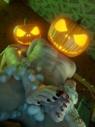 barefoot black_nails circumcised feet feet_focus foot_fetish foot_focus foot_play footjob halloween halloween_theme locorememory long_nails long_toenails long_toes nail_polish nails_painted nude oc penis pumpkin pumpkin_head rose_(locorememory) soapy soles toenail_polish toes unseen_character unseen_female_face unseen_male_face