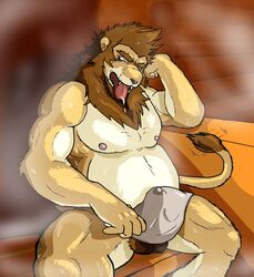 anthro audiophilliac balls barazoku cum_through_clothes drooling erection feline invalid_tag leaking lion male male_only mammal muscular musk nipples penis public saliva sauna smelling sweat tongue tongue_out wet zaki