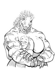 1girls anon anthro athletic athletic_female big_breasts dinosaur huge_breasts kissing_biceps krocoart muscles muscular muscular_anthro muscular_arms muscular_female tyrannosaurus_rex