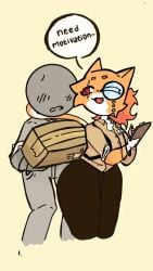 1boy 1boy1girl animated ass ass_focus breasts brown_clothing cat_ears cat_girl cat_tail catgirl female flipaclip inkzan orange_hair orginal_character original_character stickman suggestive tagme teasing video working