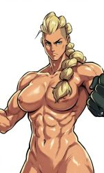 athletic big_breasts big_titties blonde_female blonde_hair blue_eyes bodybuilder estel_aguirre female_bodybuilder female_officer gloves long_braid long_braids mommy muscular muscular_female police police_uniform policewoman posing shaved_side six_pack streets_of_rage streets_of_rage_4 tall taller_female