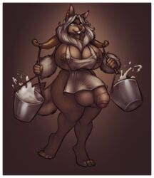 1futa 2013 4_toes 5_fingers anthro apron areolae balls barefoot black_nose border bottomless_skirt breasts brown_background brown_fur brown_theme bry bucket canine chest_tuft claws cleavage clothing coyote cum cum_in_bucket curvy dark-skinned_futanari dickgirl digital_media_(artwork) ear_piercing erect_nipples eyewear flaccid front_view fur furry futa_only futa_sans_pussy futanari glasses gradient_background green_claws green_eyes grey_lips grin hair hi_res holding_object humanoid_penis hybrid hyper hyper_balls hyper_breasts hyper_penis ineffective_clothing intersex lips looking_at_viewer mammal milk naughty_face neodokuro nipple_piercing nipple_slip nipples no_bra no_panties on_one_leg partially_retracted_foreskin paws penis penis_under_clothes penis_under_skirt piercing pinup pose rope seductive simple_background skirt skirt_lift skunk smile solo solo_futa splash standing suggestive teeth thick_penis thick_thighs toes tuft uncut walking white_border white_hair wide_hips