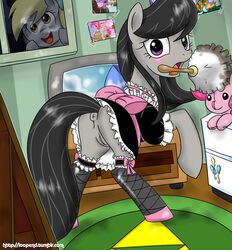 anus bedroom black_hair blonde_hair blush bow_tie caught clothing crossover derpy_hooves dominatrix earth_pony equine female feral friendship_is_magic fur grey_fur hair hi_res horse inside legwear looking_back loopend maid_uniform mammal my_little_pony nintendo octavia_(mlp) open_mouth pinkie_pie_(mlp) plushie pony portrait puffy_anus purple_eyes pussy solo stockings television the_legend_of_zelda tongue triforce uniform video_games vinyl_scratch_(mlp)