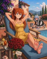 2girls ai_generated all_fours asuka_langley_sohryu barefoot bell blue_eyes blue_hair bondage bouquet bruise bullying chaise_lounge cleaning clothed cocktail confident_female confident_smile crossed_ankles crossed_feet crossed_legs distress dominant dominant_female domination enjoying feet femdom flowers foot_fetish happy happy_dom happy_girl humiliated humiliating humiliation humiliation_fetish injury insult insulting kneeling long_hair loser loser_submits love_letter maid maid_headdress maid_uniform medium_breasts mistress_and_slave mocking neon_genesis_evangelion obedience obedient obedient_sub open_smile orange_hair outside park pool poolside presenting_feet public_humiliation red_eyes rei_ayanami relaxing sad_sub short_hair showing_feet slap_mark slave_girl smile smiling sobbing soles soles_fetish submissive submissive_female sundress tears teenage_girl toes tsundere winner worn_footwear yellow_dress yellow_sundress blushing armpits bare_shoulders bare_legs bare_armpits arms_behind_head relaxed_expression smiling_at_viewer red_toenails pink_soles white_skin wiggling_toes toe_wiggle on_knees