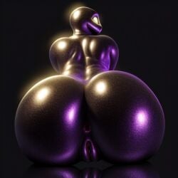 1girls ai_generated anus arched_back ass ass_focus black_background black_body black_skin creature female female_focus female_only glowing_eyes looking_at_viewer looking_back monster nightmare_fuel nightmare_waifu pussy shiny_skin solo solo_female solo_focus wide_hips