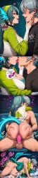 1boy 1girls ai_generated angels_of_delusion artist_name ass_grab cecilia_(zenless_zone_zero) condom english female fins green_hair heart hi_res high_resolution highres kissing kissing_while_penetrated leg_lock lips lipstick long_sleeves male mating_press muscular_male older_female on_bed patreon patreon_url penis renz3n sex shirt straight tail thighhighs watermark wise_(zenless_zone_zero) zenless_zone_zero