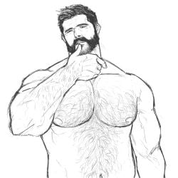 bara beard biceps call_of_duty captain_price daddy dilf down_view downcast_eyes febrzz7 forearm_at_chest forearms freddie_7203 greyscale hairy_abs hairy_chest hairy_male hand_on_chin john_price large_pectorals monochrome muscular muscular_male mutton_chops nipples no_visible_genitalia pecs sketch solo_male