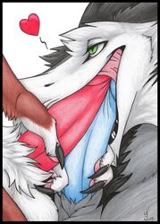 anthro balls claws double_penetration epsilon erection fellatio group group_sex hair male open_mouth oral penetration penis sergal sevastyan sex yaoi