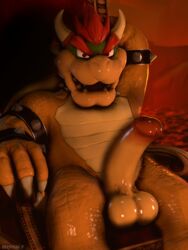 1boy 2017 3d 4:3 anthro averyhyena big_penis bowser claws digital_media_(artwork) erection fangs hi_res horn koopa male male_only male_penetrating mario_(series) nintendo nude open_mouth penis presenting reptile scalie shiny_skin sitting smile solo source_filmmaker testicles throne video_games