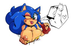 1girls areola bimbo breasts busty cleavage collar cuisine cum ear_piercing fellatio female green_eyes heart hedgehog lipstick makeup mammal missphase nipples oral penis piercing rule_63 sega sex sonic_(series) sonic_the_hedgehog sonic_the_hedgehog_(series) sonique_the_hedgehog vein veiny_penis voluptuous wink