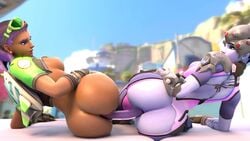 2017 3d alternate_costume anal anal_insertion animated arhoangel ass ass_docking ass_to_ass big_ass big_breasts black_hair blender blizzard_entertainment bouncing_ass bouncing_breasts bubble_butt busty couple curvaceous curvy dark-skinned_female dark_skin dat_ass dildo double double_dildo duo eyelashes female_only huge_ass ilios_(map) insertion latina lesbian long_hair loop masturbation medium_breasts outdoors overwatch partially_nude penetration purple_eyes purple_hair purple_skin sex sex_toy sombra sound tulum_sombra video video_games voluptuous wide_hips widowmaker yuri