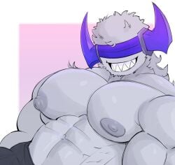 banhammer_(phighting) bara big_pecs man_boobs phighting sharp_teeth shirtless