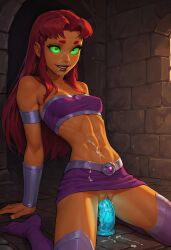 ai_generated glowing_eyes green_eyes red_hair starfire sulophian teen_titans