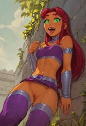 ai_generated glowing_eyes green_eyes red_hair starfire sulophian teen_titans