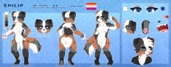 1girls absurd_res alister_ik anthro areolae australian_shepherd big_breasts blue_eyes canid canine canis cleft_of_venus color_guide digitigrade dog domestic_dog emilia_(solidsnuck) female floppy_ears full_body genitals hair head_tuft herding_dog hi_res lesbian_pride_colors lgbt_pride mammal model_sheet multiple_views muscular nipples nude open_mouth orange_lesbian_pride_colors pastoral_dog pride_colors pussy reference_sheet sheepdog solo standing stated_sexuality tomboy tongue tongue_out tuft turnaround white_hair