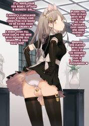 1futa black_stockings caption cock-tail cum dripping_cum elzikyuchi futadom_caption futanari intersex maid maid_outfit maid_uniform overknees panties photoshop solo_futa source_request text