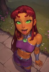 ai_generated glowing_eyes green_eyes red_hair starfire sulophian teen_titans