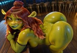 1girls ai_generated big_ass big_breasts blush felicia_(shrek) female freckles green_skin hi_res huge_breasts large_areolae looking_at_viewer narrowed_eyes ogre ogre_girl red_hair shrek shrek_(series) shrek_5 smiling smiling_at_viewer solo tagme voluptuous voluptuous_female