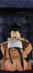 areola black_hair close-up dark-skinned_female grabbing_back naked_female naked_male nipples roblox roblox_avatar roblox_condo roblox_studio robloxian white_skinned_male