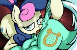 anus bonbon_(mlp) breasts cunnilingus cutie_mark duo earth_pony equine female feral friendship_is_magic horse killryde looking_at_viewer lyra_heartstrings_(mlp) mammal my_little_pony oral pony pussy sex vaginal_penetration yuri