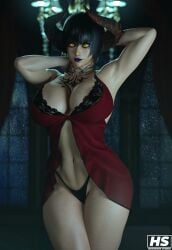 1girls 3d ass big_ass big_breasts breasts eliza_(tekken) female female_only hagiwara_studio horns lingerie panties solo tagme tattoo tekken tekken_7 thick_thighs vampire yellow_eyes