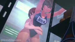 1boy 1girls animated anna_anon from_behind sex short_hair swimsuit vaginal_penetration video