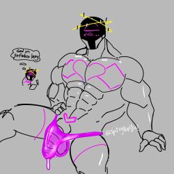 bara cumdrip gay lustfulsai male male_only muscular muscular_male pink_underwear precum_through_clothing solo translucent_underwear yaoi
