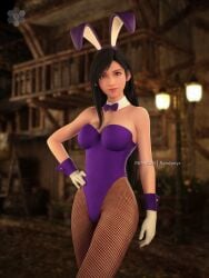 1girls 3d black_hair bunny_ears bunnysuit final_fantasy final_fantasy_vii leotard playboy_bunny purple_leotard rendonyx solo tifa_lockhart