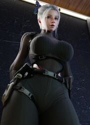 1female 1girls 3d alternate_version_available ass big_ass big_breasts big_thighs breasts female female_only futuristic ines_(the_first_descendant) looking_at_viewer solo tagme the_first_descendant thick thick_ass thick_thighs thighs voluptuous voluptuous_female white_hair wide_hips zen_art