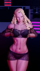 3d adnarimydeth blonde_hair busty capcom female female_focus female_only hourglass_figure karin_kanzuki lingerie long_hair pinup pinup_pose street_fighter street_fighter_v tagme wide_hips