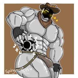 bara big_ass big_penis cowboy cowboy_hat gay jockstrap lustfulsai precum_through_clothing precum_through_underwear robot scarf solo