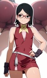 1girls aged_up ai_generated alternate_costume boruto:_naruto_next_generations female_only glasses naruto naruto_(series) sarada_uchiha