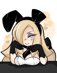 blonde_female blonde_hair blush blush bunny_ears bunnysuit eye_covered eyeshadow female female_only geoexe gloves gwain_saga long_hair seabunny_pi smile tagme twain_(gwain_saga) yellow_eyes