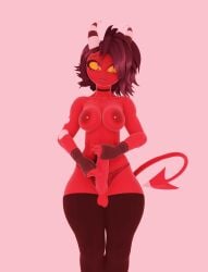 3dbyc2 big_breasts big_penis blender blender_(software) demon demon_girl demon_horns erected_penis erection futa_only futanari helluva_boss horny horny_futa massive_penis millie_(helluva_boss) red_skin see-through see-through_clothing see-through_panties sexy solo tail thick_ass thick_hips thick_penis thick_thighs