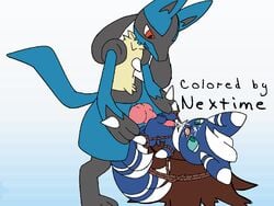 anal anal_sex bondage bound cum cum_in_ass cum_in_mouth cum_in_own_mouth cum_inside cum_on_self lucario male male_meowstic meowstic nextime nintendo penetration pokemon pokemon_(species) video_games yaoi