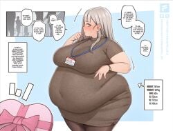 blue_eyes blush bracelet fat_belly fat_female fat_fetish fat_thighs fat_woman hand_on_belly obese obese_female overweight overweight_female spellsx valentine's_day weight_gain white_hair