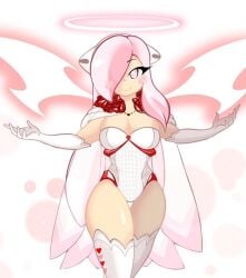 ami_(gwain_saga) arms_wide blush blush cat_ears eye_covered female female_only geoexe gwain_saga halo long_hair magic magic_wings pink_eyes pink_hair seabunny_pi tagme valentine valentine's_day wings