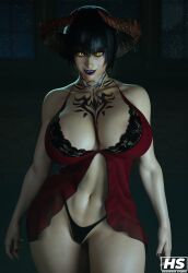 1girls 3d ass big_ass big_breasts breasts eliza_(tekken) female female_only hagiwara_studio horns lingerie panties solo tagme tattoo tekken tekken_7 thick_thighs vampire yellow_eyes