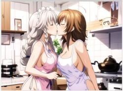 2milfs 2women ai_generated flirting grayfia_lucifuge high_school_dxd kissing kitchen lesbian_couple lesbian_kiss lesbian_sex lovers venelana_gremory yuri yuri yuri