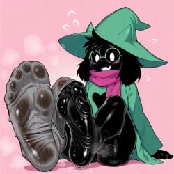 1boy 5_toes ai_generated deltarune dirty_feet dirty_socks foot_fetish foot_focus male male_only ralsei sock_fetish socks soles solo sweaty_feet wrinkled_feet