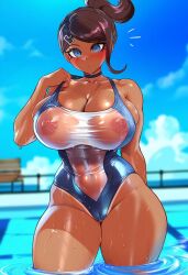 ai_generated asahina_aoi big_breasts danganronpa see-through see-through_clothing swimsuit