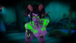 1girls 3d animated bent_over black_hair blizzard_entertainment bouncing_breasts demon_hunter demon_hunter_(warcraft) female horns night_elf no_sound nude original_character purple_skin tagme video warcraft world_of_warcraft zombinansfw