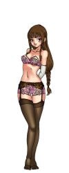 blue_eyes brown_hair garter_belt harem_heroes lingerie official_art presenting princess_agate_(harem_heroes) stockings zelda