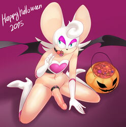 2015 anthro balls bat big_penis boots bottomless candy clothed clothing crossdressing english_text erection femboy food footwear fur furry furry_only genderswap_(ftm) girly glans gloves halloween heart_bra_only hi_res holidays kneeling legwear lollipop looking_at_viewer male male_only mammal mostly_nude penis rouge_bra_only rouge_the_bat rule_63 seductive sega simple_background smile solo sonic_(series) sparkydb text thigh_high_boots tongue tongue_out uncut