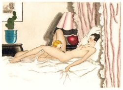 1930s 2girls andre_collot cunnilingus multiple_girls side_view traditional_media_(artwork) vintage yuri