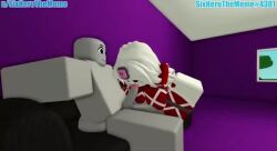 1boy 1girls 3d animated blowjob cum cum_in_mouth cum_spill grey_skin king_crimson no_sound queen_crimson roblox robloxian rule_63 sex sitting_on_sofa sixherothememe source_request tagme tongue_out video vomit_on_cock white_hair window